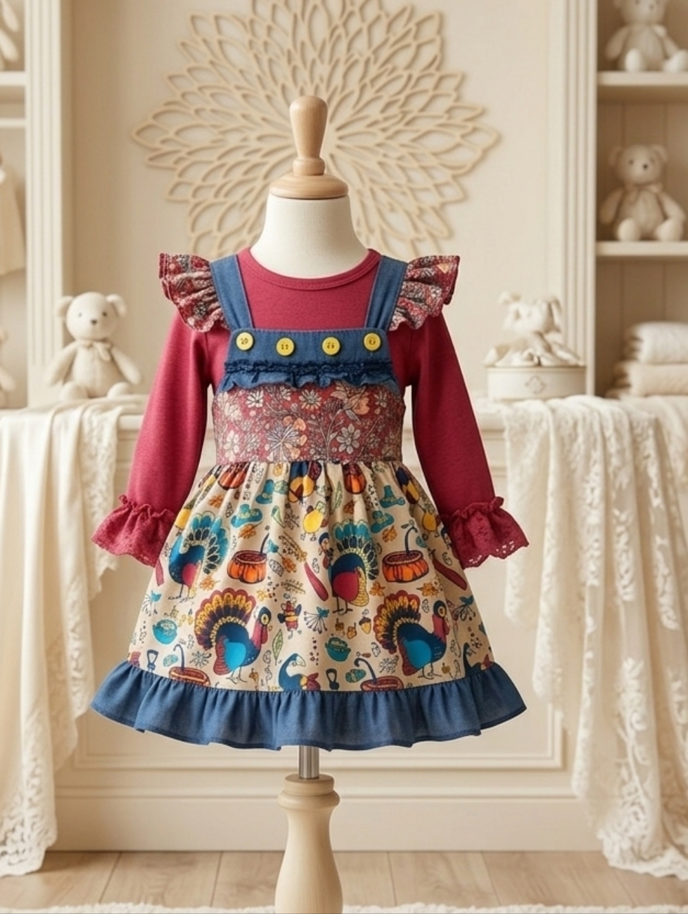 Marie Nicole 2pc Thanksgiving/Fall Jumper Dress Size XS (9-12 months)
